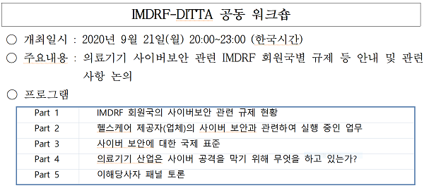의료기기산업협, 9월21일~23일 '제18차 IMDRF 싱가포르 정기총회 온라인' 개최 